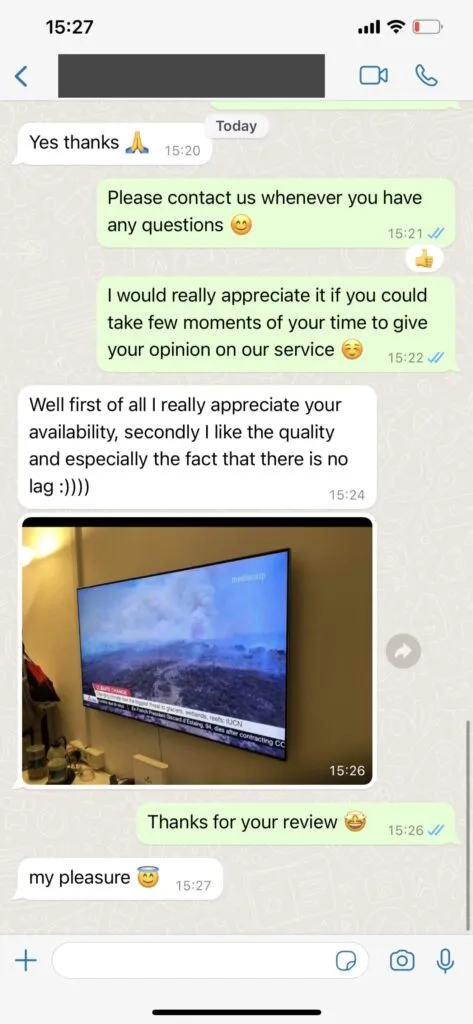 Capture de discussion de support installation IPTV